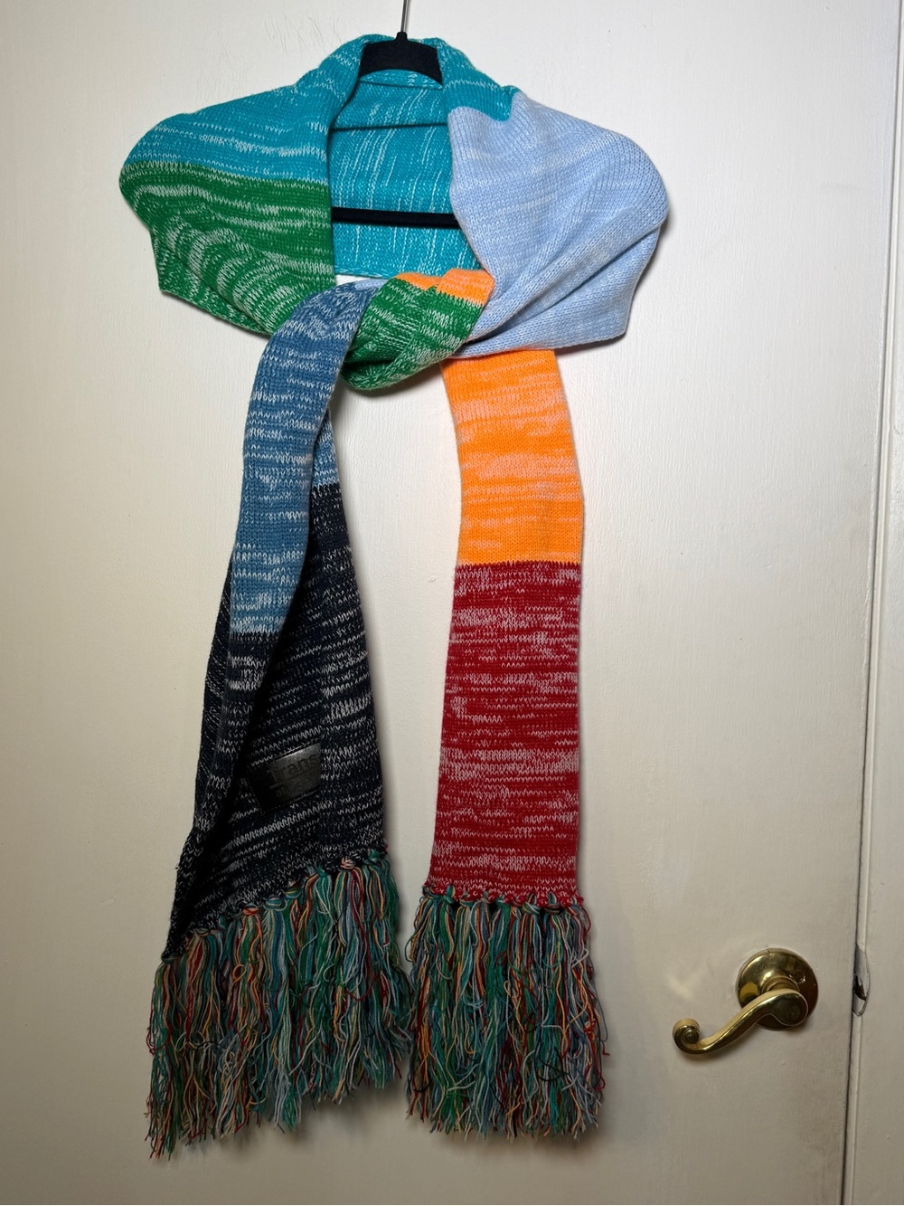 HitWear Trans at Google Multi-Color Fringe Knit Scarf - Blue,Green,Orange,Red